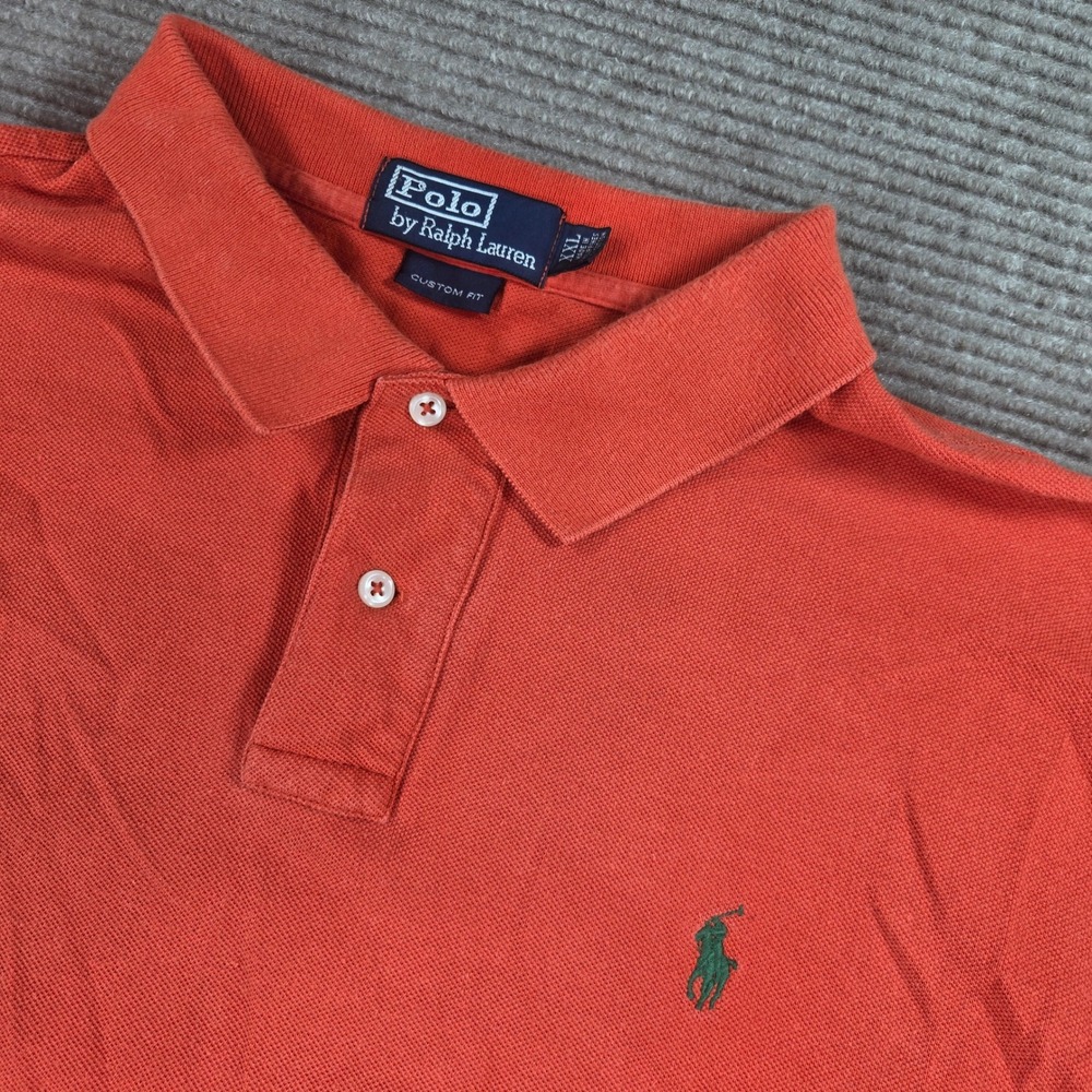 Polo Ralph Lauren Mens XXL Orange Custom Fit Short Sleeve Pique Polo Shirt